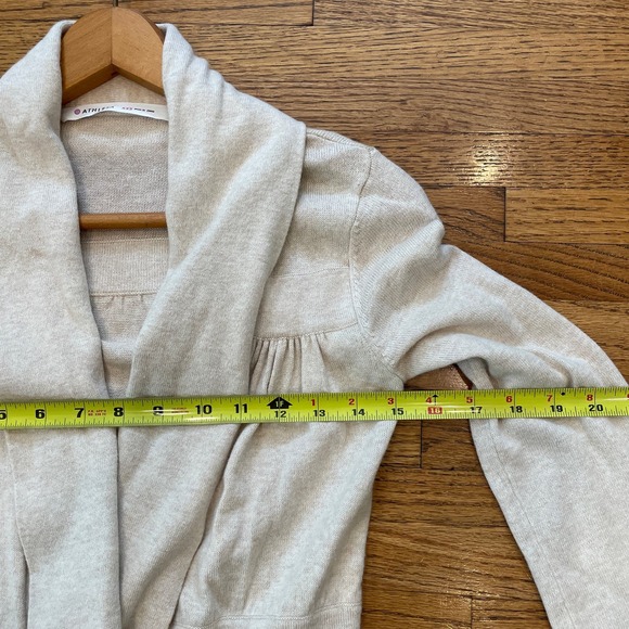 Athleta Niyama Cashmere Blend Wrap Cardigan Sweater Cream Shawl Collar EUC XXS - Picture 11 of 12